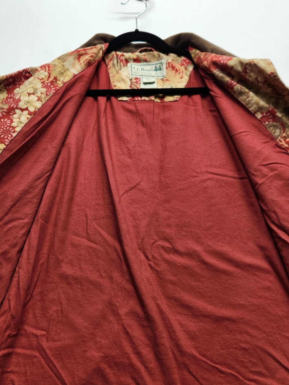 ⭐️Vintage 90s LL Bean Floral Canvas Barn Coat Lined Corduroy Large Rare Find - Picture 10 of 16